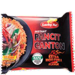 lucky me nudlar. pancit canton hot chili