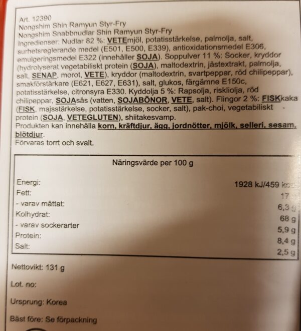 Nongshim - Instant Nudlar - Shin Ramyum Stir-fry nudlar - Bild 3